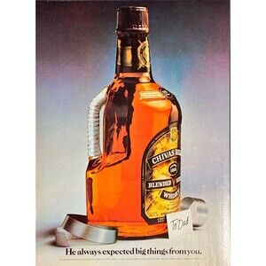 Chivas Regal Blended Scotch Whisky "A Gift for Dad" Vintage Print Ad 1983